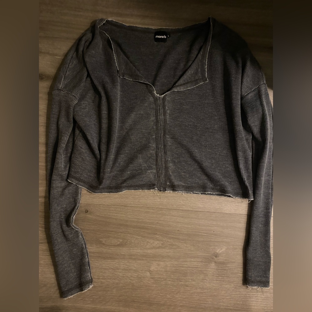 Mono B Waffle Knit Crop Top